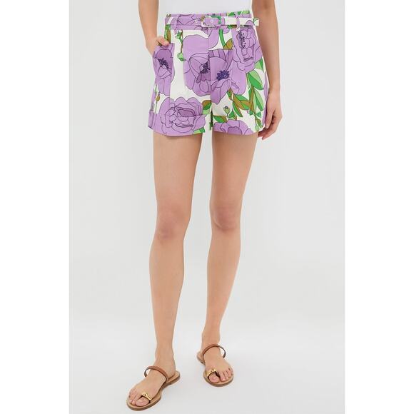 HYACINTH HOUSE Lilac Floral Cuffed Conor Shorts Size M NWT - Picture 1 of 8